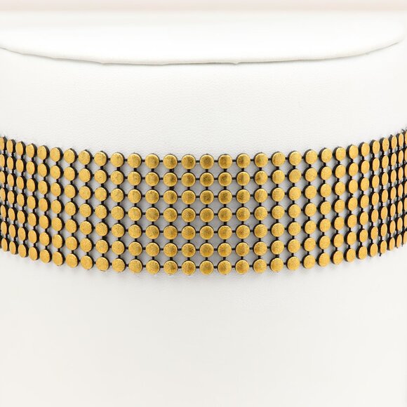 Fancy Gold Tone Choker Adjustable Length Gold Dots Costume Chokers (#87) - Picture 9 of 9